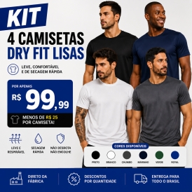Kit 4 Camisetas Dry Fit Masculinas Lisas